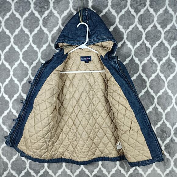 Limited Too Jacket Girls 10 Blue Denim Hooded Quilted Lined Zip Button Pockets - Picture 3 of 10